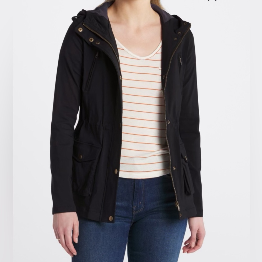 Eden Society Holly Contrast Hood Black Cargo Jacket, Size Small